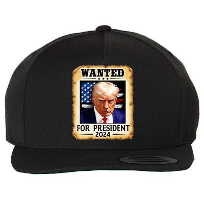 Donald Trump Mug Shot Wanted For U.S. President 2024 Wool Snapback Cap