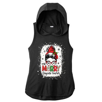 Daycare Teacher Messy Bun Preschool Teacher Christmas Ladies PosiCharge Tri-Blend Wicking Draft Hoodie Tank