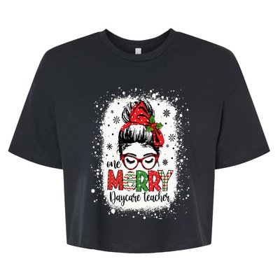 Daycare Teacher Messy Bun Preschool Teacher Christmas Bella+Canvas Jersey Crop Tee