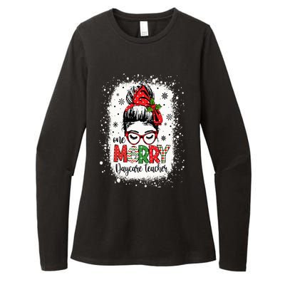 Daycare Teacher Messy Bun Preschool Teacher Christmas Womens CVC Long Sleeve Shirt