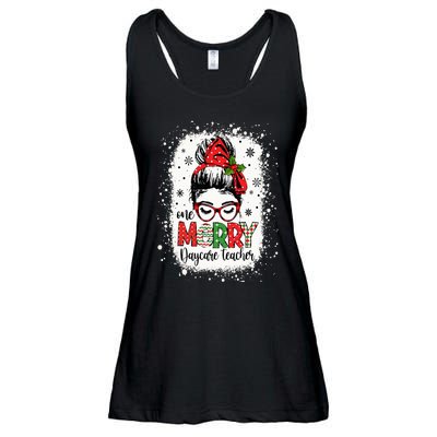 Daycare Teacher Messy Bun Preschool Teacher Christmas Ladies Essential Flowy Tank