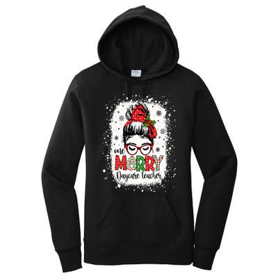 Daycare Teacher Messy Bun Preschool Teacher Christmas Women's Pullover Hoodie