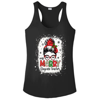 Daycare Teacher Messy Bun Preschool Teacher Christmas Ladies PosiCharge Competitor Racerback Tank