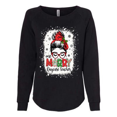 Daycare Teacher Messy Bun Preschool Teacher Christmas Womens California Wash Sweatshirt