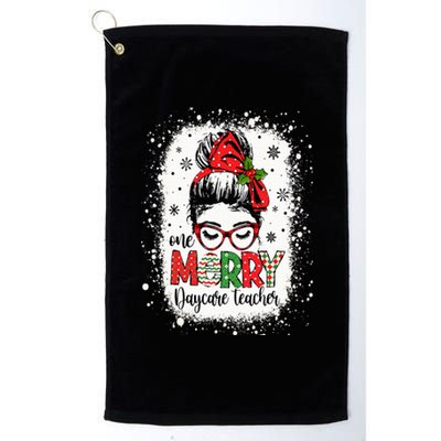 Daycare Teacher Messy Bun Preschool Teacher Christmas Platinum Collection Golf Towel