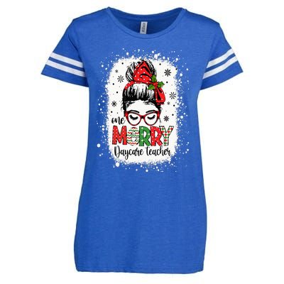 Daycare Teacher Messy Bun Preschool Teacher Christmas Enza Ladies Jersey Football T-Shirt