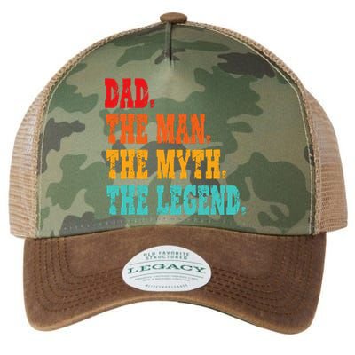 Dad The Man The Myth The Legend Funny Father Legacy Tie Dye Trucker Hat