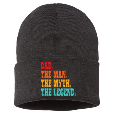 Dad The Man The Myth The Legend Funny Father Sustainable Knit Beanie