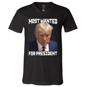 Donald Trump Most Wanted For President 2024 For America V-Neck T-Shirt