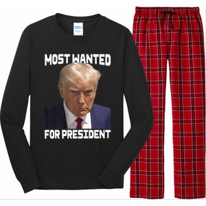 Donald Trump Most Wanted For President 2024 For America Long Sleeve Pajama Set