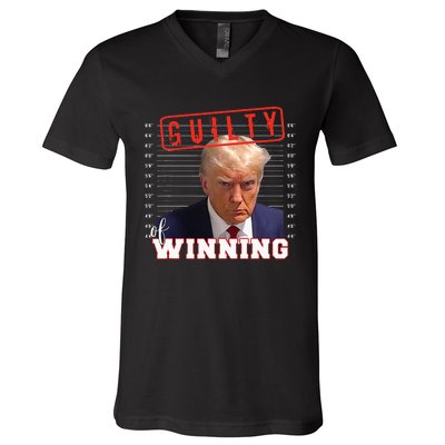 Donald Trump Mug Shot Guilty Of Winning Funny 2024 Election V-Neck T-Shirt