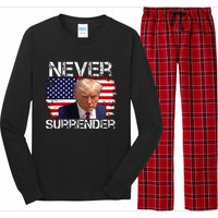 Donald Trump Mug Shot Never Surrender 2024 Long Sleeve Pajama Set