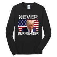 Donald Trump Mug Shot Never Surrender 2024 Tall Long Sleeve T-Shirt