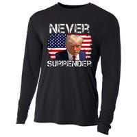 Donald Trump Mug Shot Never Surrender 2024 Cooling Performance Long Sleeve Crew