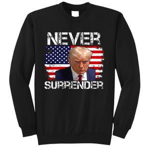 Donald Trump Mug Shot Never Surrender 2024 Tall Sweatshirt