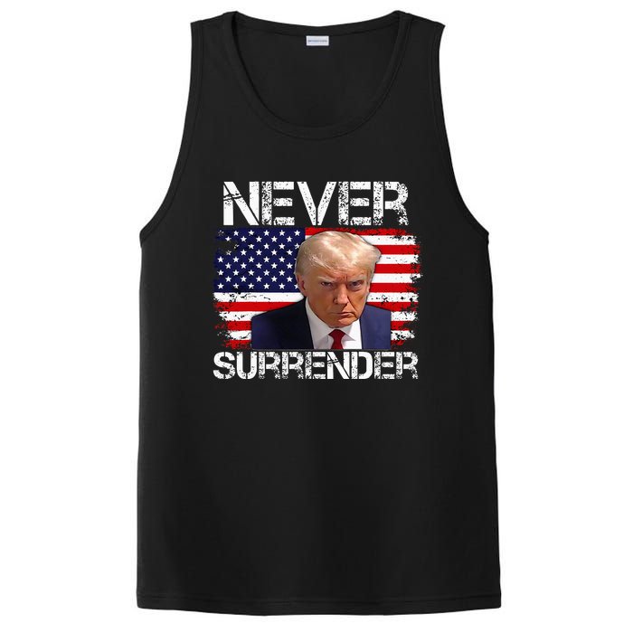 Donald Trump Mug Shot Never Surrender 2024 PosiCharge Competitor Tank