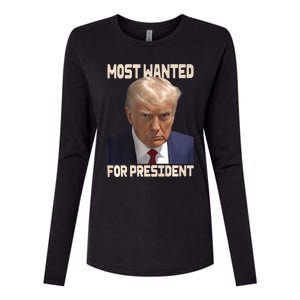 Donald Trump Most Wanted For President 2024 Pro Trump Womens Cotton Relaxed Long Sleeve T-Shirt