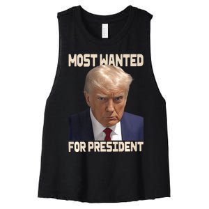 Donald Trump Most Wanted For President 2024 Pro Trump Women's Racerback Cropped Tank