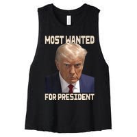 Donald Trump Most Wanted For President 2024 Pro Trump Women's Racerback Cropped Tank