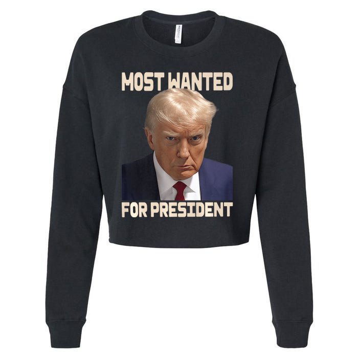 Donald Trump Most Wanted For President 2024 Pro Trump Cropped Pullover Crew