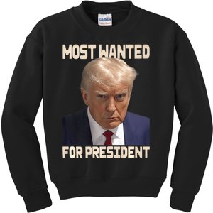 Donald Trump Most Wanted For President 2024 Pro Trump Kids Sweatshirt