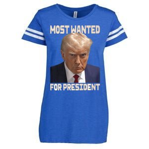 Donald Trump Most Wanted For President 2024 Pro Trump Enza Ladies Jersey Football T-Shirt