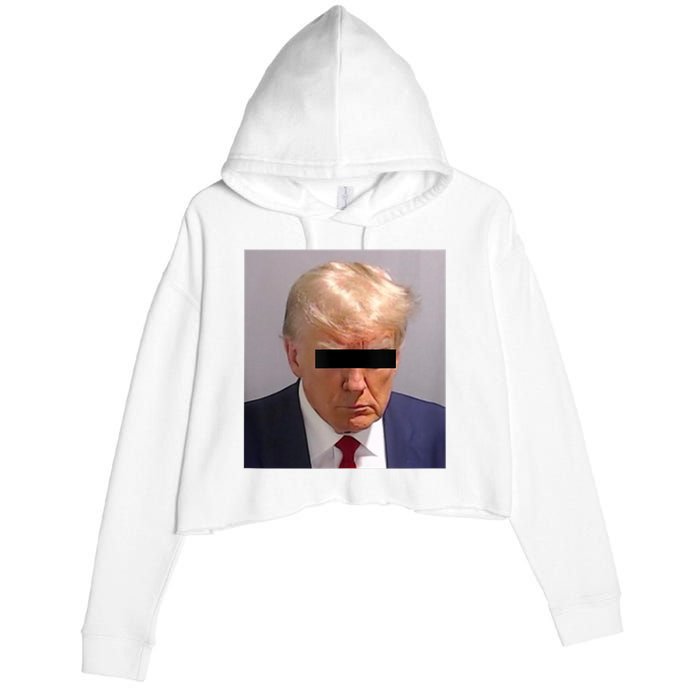 DONALD TRUMP MUG SHOT Funny Look Him Up Anti Trump Crop Fleece Hoodie