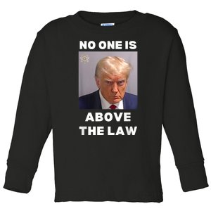 Donald Trump Mug Shot No One Is Above The Law AntiTrump Toddler Long Sleeve Shirt