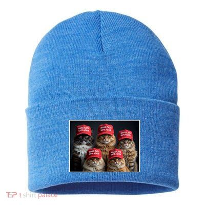 Donald Trump Make Cats Safe Again Red Hat 2024 Debate Funny Sustainable Knit Beanie