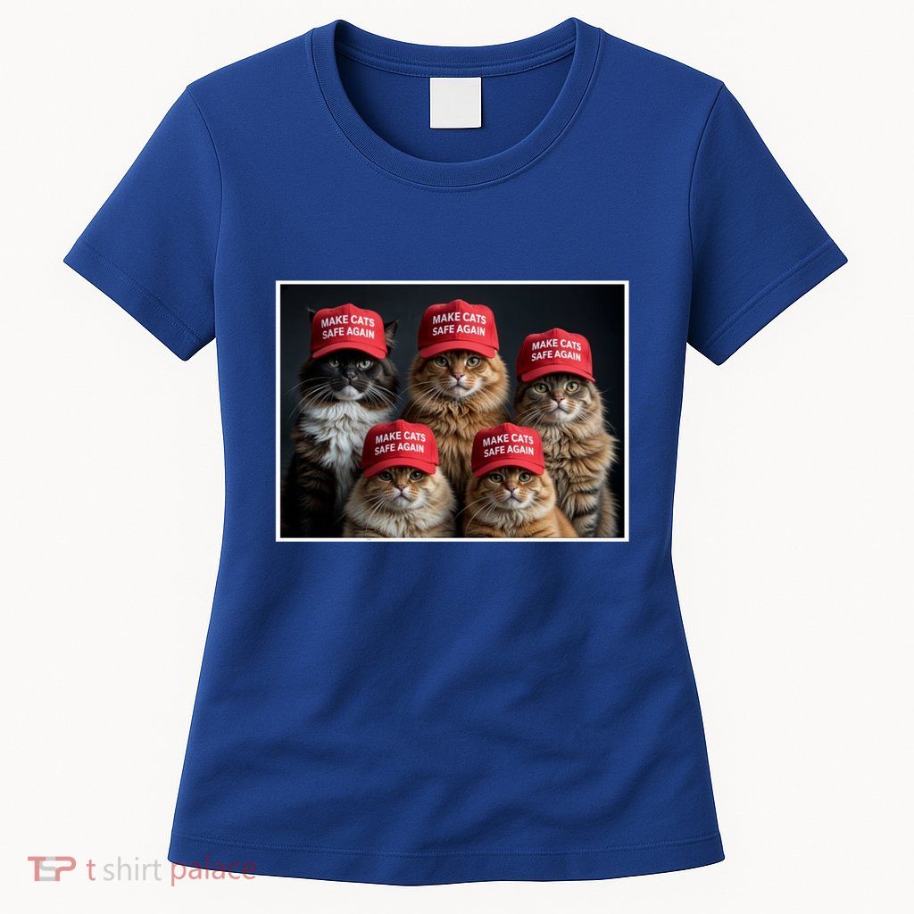 Donald Trump Make Cats Safe Again Red Hat 2024 Debate Funny Womens T-Shirt