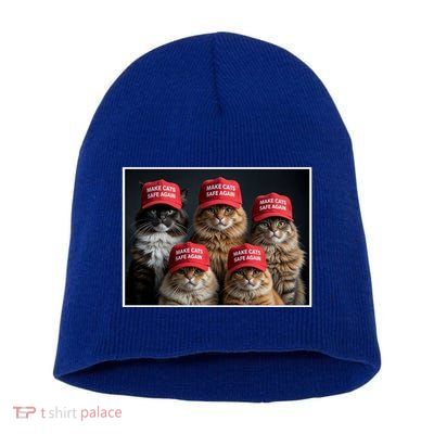 Donald Trump Make Cats Safe Again Red Hat 2024 Debate Funny Short Acrylic Beanie