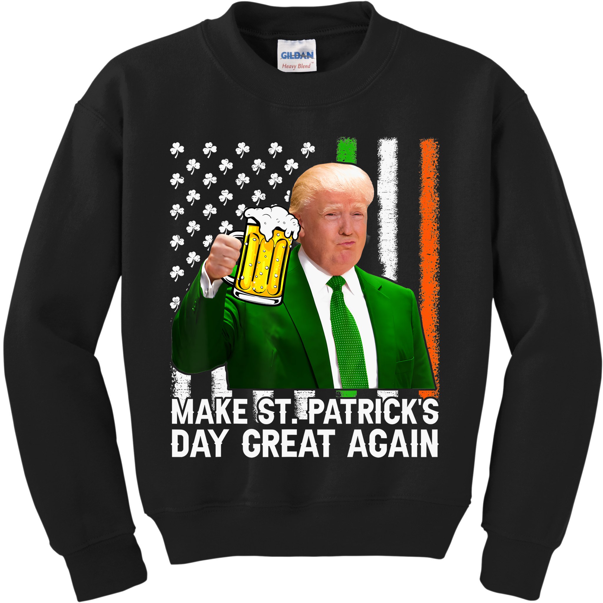 Donald Trump Make St Patricks Day Great Again Kids Sweatshirt