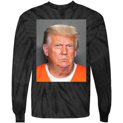 Donald Trump Mug Shot Tie-Dye Long Sleeve Shirt