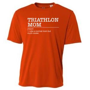 Definition Triathlon Mom Triathlete Athlete Swimming Running Gift Cooling Performance Crew T-Shirt