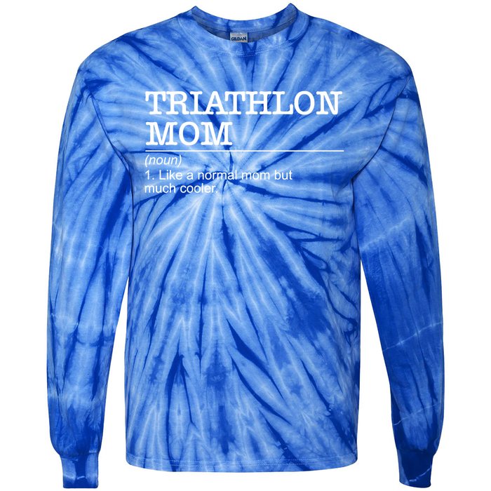 Definition Triathlon Mom Triathlete Athlete Swimming Running Gift Tie-Dye Long Sleeve Shirt