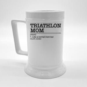 Definition Triathlon Mom Triathlete Athlete Swimming Running Gift Beer Stein