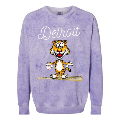 Distressed Tiger Mascot for Detroit Baseball Fans Colorblast Crewneck Sweatshirt