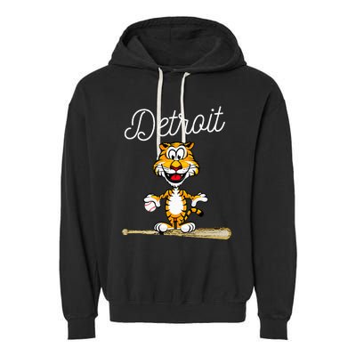 Distressed Tiger Mascot for Detroit Baseball Fans Garment-Dyed Fleece Hoodie