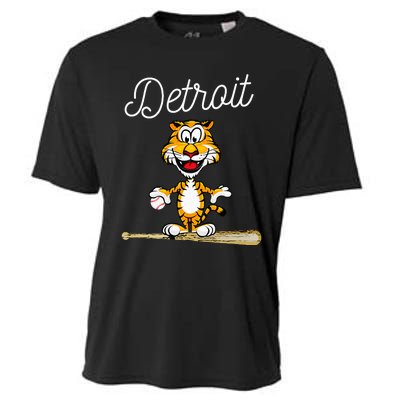 Distressed Tiger Mascot for Detroit Baseball Fans Cooling Performance Crew T-Shirt