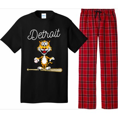 Distressed Tiger Mascot for Detroit Baseball Fans Pajama Set