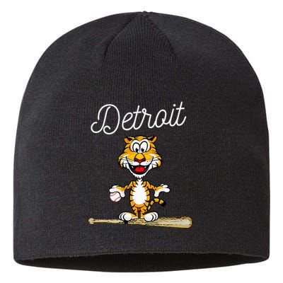 Distressed Tiger Mascot for Detroit Baseball Fans Sustainable Beanie