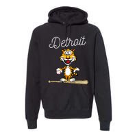 Distressed Tiger Mascot for Detroit Baseball Fans Premium Hoodie