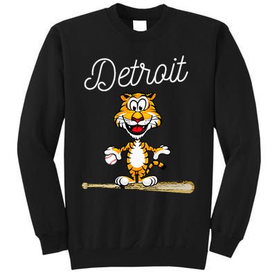 Distressed Tiger Mascot for Detroit Baseball Fans Tall Sweatshirt