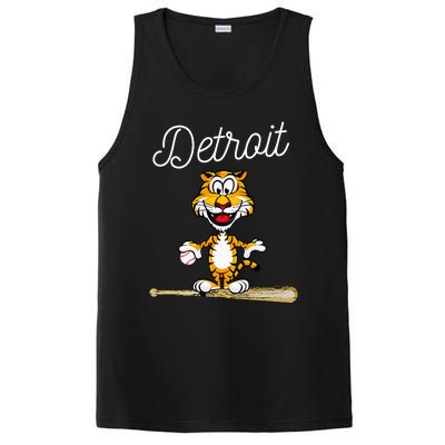 Distressed Tiger Mascot for Detroit Baseball Fans PosiCharge Competitor Tank