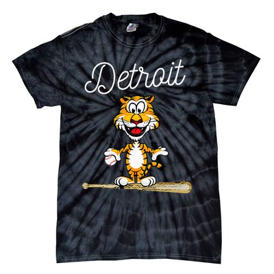 Distressed Tiger Mascot for Detroit Baseball Fans Tie-Dye T-Shirt