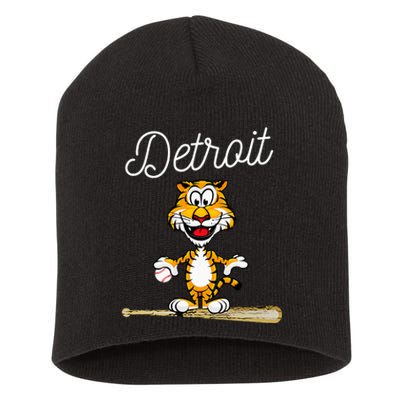 Distressed Tiger Mascot for Detroit Baseball Fans Short Acrylic Beanie