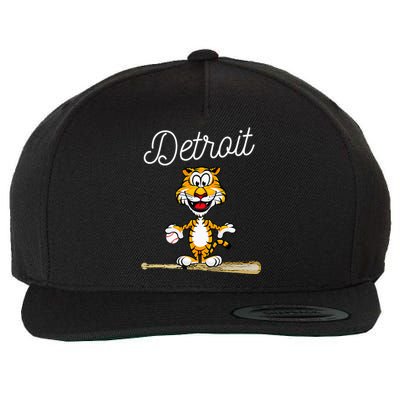 Distressed Tiger Mascot for Detroit Baseball Fans Wool Snapback Cap