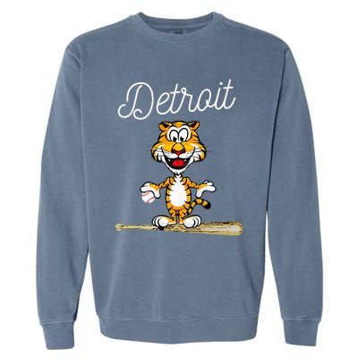 Distressed Tiger Mascot for Detroit Baseball Fans Garment-Dyed Sweatshirt