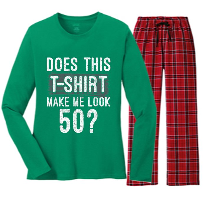 Does This Make Me Look 50 Funny 50th Birthday Party Women's Long Sleeve Flannel Pajama Set 