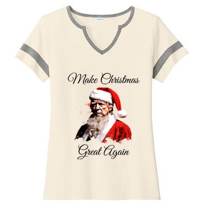 Donald Trump Make Christmas Great Again Christmas Festive Holiday Ladies Halftime Notch Neck Tee